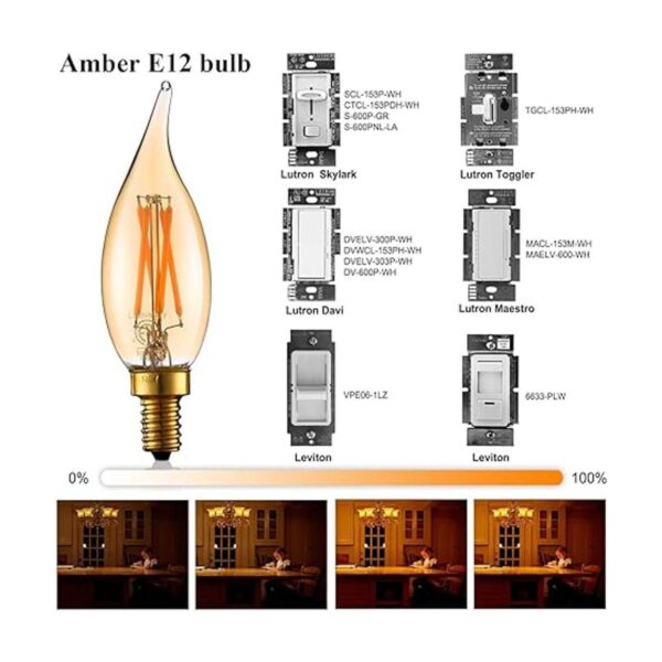 LiteHistory Bombilla LED CA10 de 4 W 2200 K ámbar_2