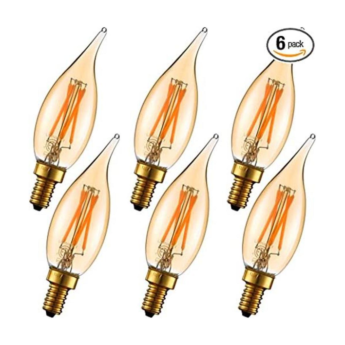 LiteHistory Bombilla LED CA10 de 4 W 2200 K ámbar