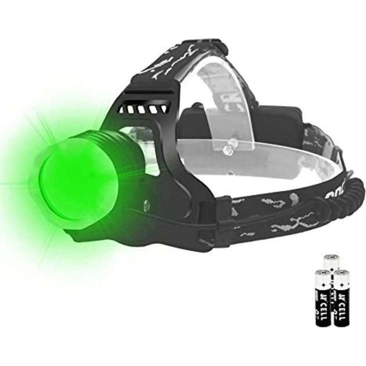 Linterna frontal de luz verde 3 modos LED de caza para
