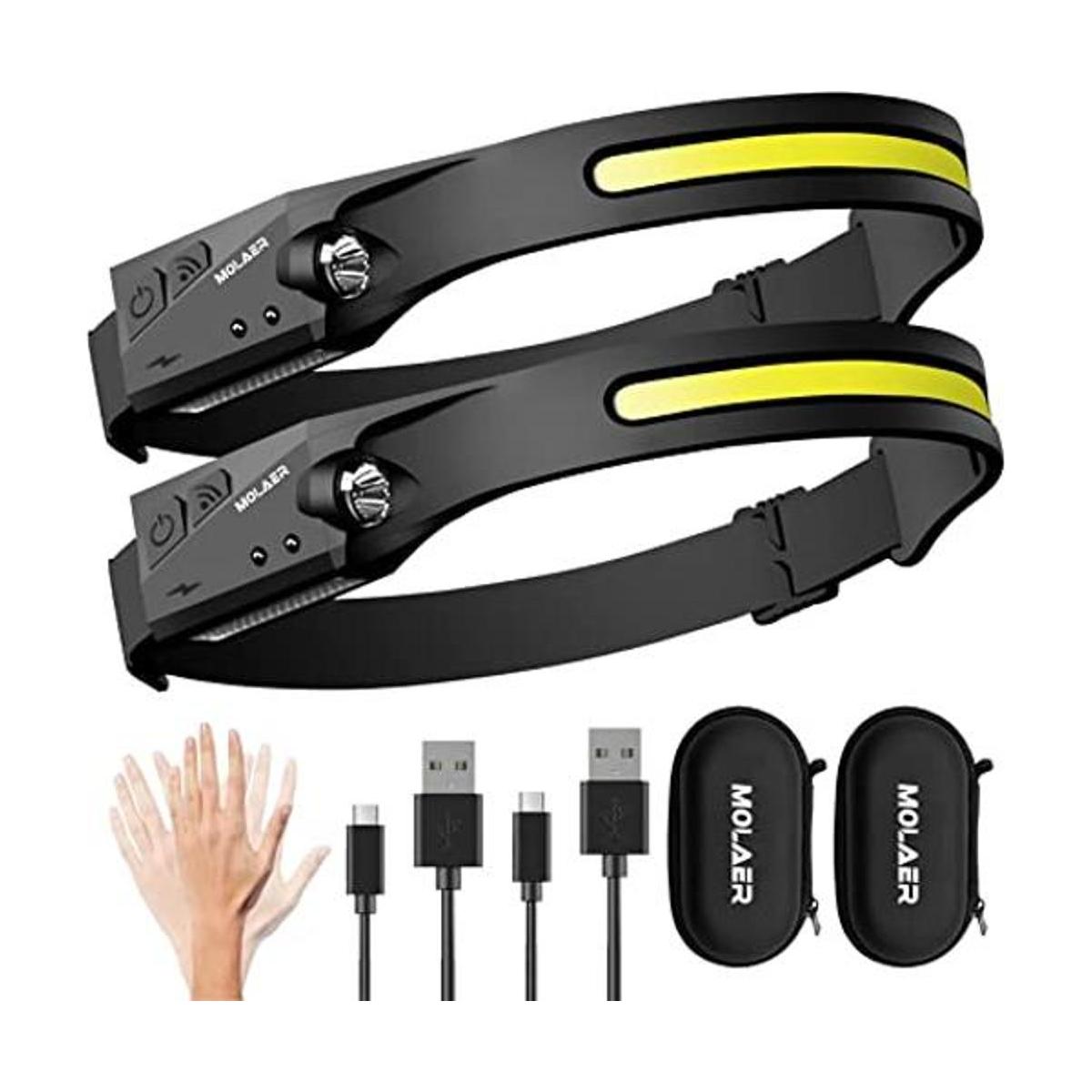 Linterna LED recargable paquete de 2 faros delanteros de