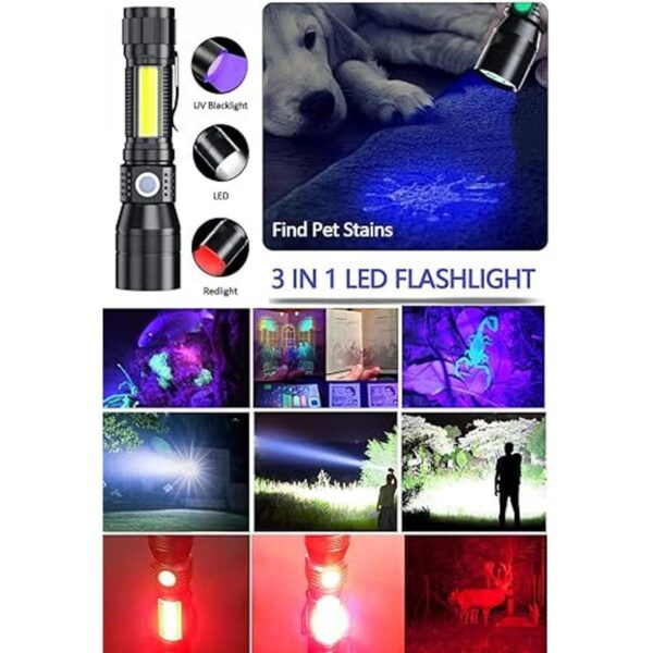 Linterna UV de luz negra recargable 3 en 1 súper_2