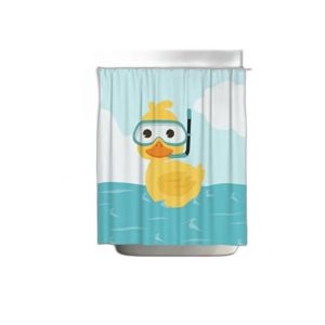 Lindo pato Cortina de ducha para niños lavable_1