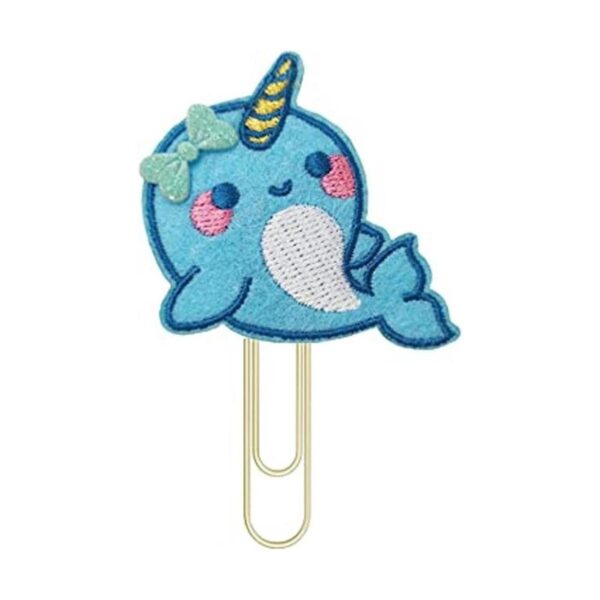 Lindo Narwhal Golden Planner Clips de papel marcadores_1