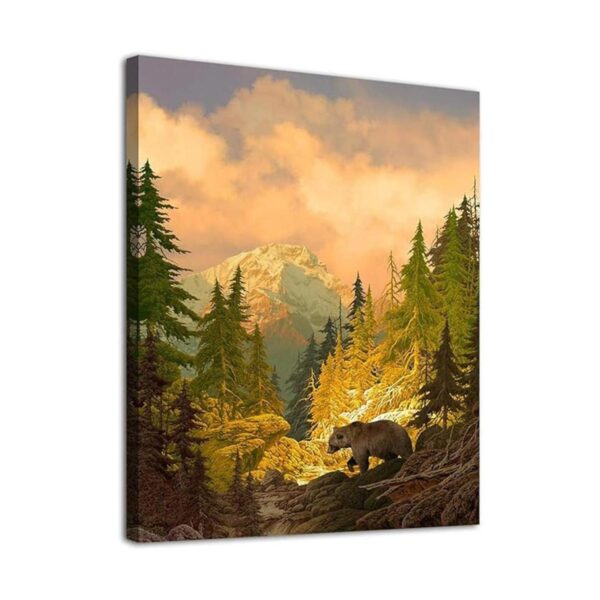 Lienzo decorativo para pared oso pardo para dormitorio_1