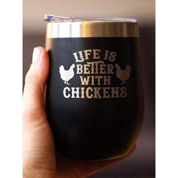 Life is Better with Pollos Vaso de vino de pollo con_3