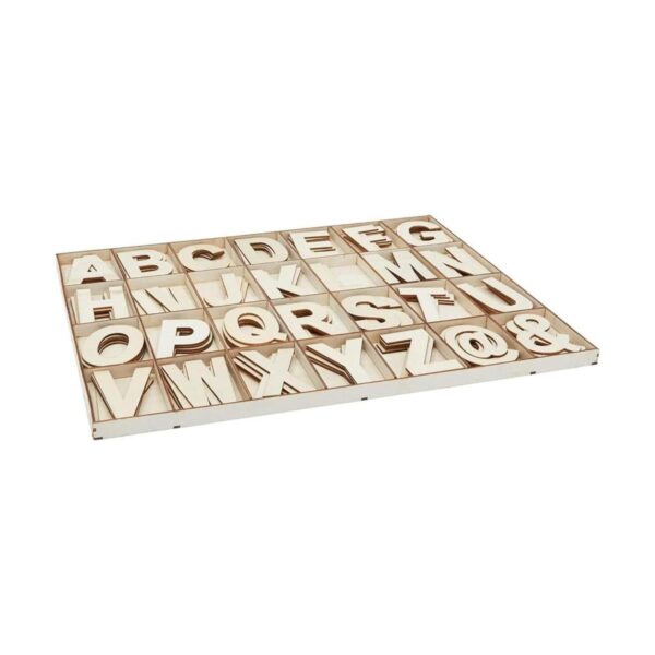 Letras de madera símbolos bandeja de almacenamiento