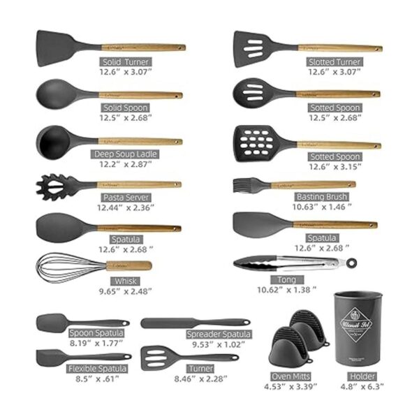 LeMuna Juego de utensilios de cocina de silicona de 18_2