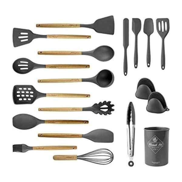 LeMuna Juego de utensilios de cocina de silicona de 18_1