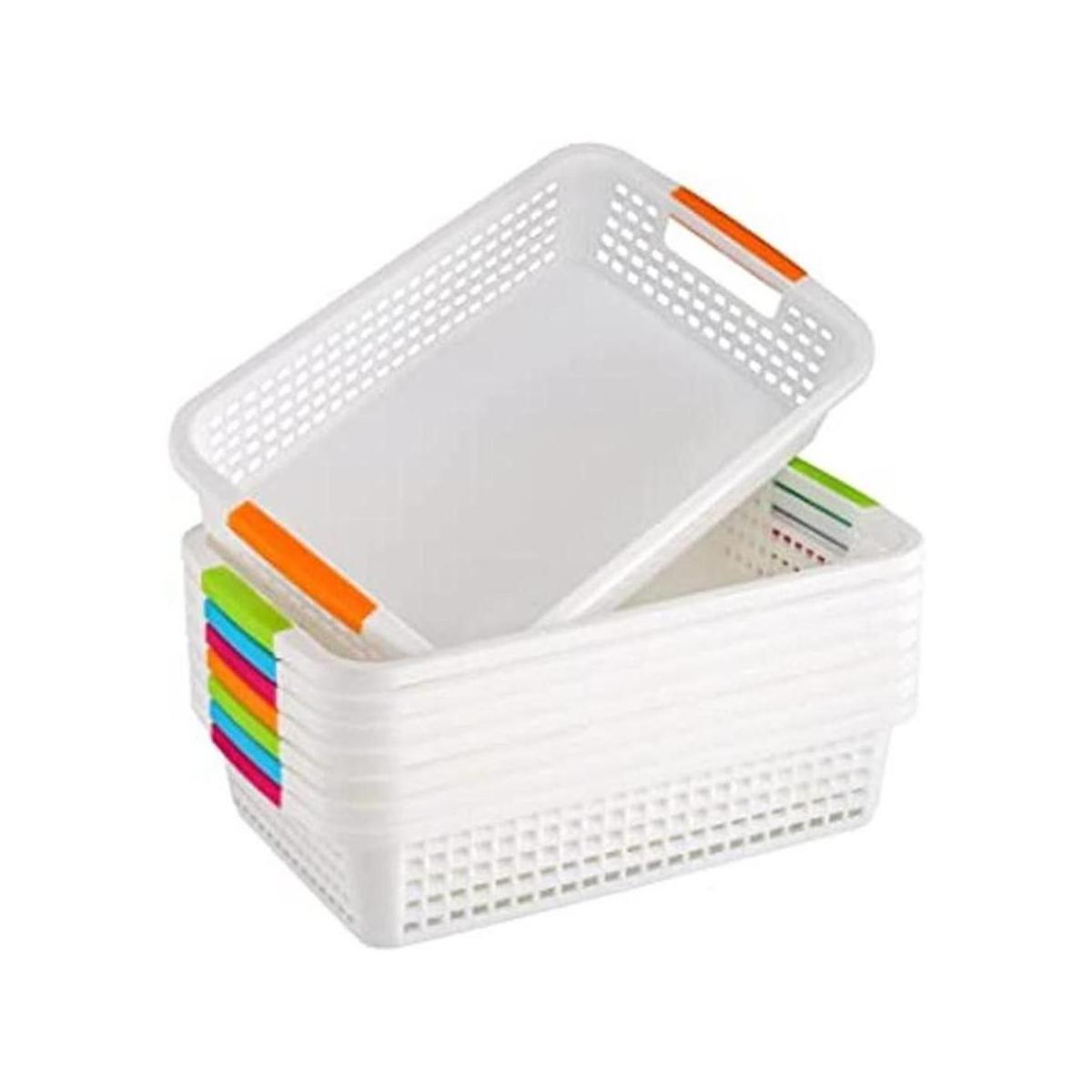 Lawei Paquete de 8 cestas de plástico con asa 12 x 7.6 x