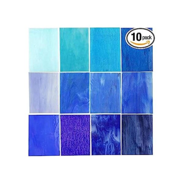 Lanyani 10 hojas Hojas de vidrieras azules variadas de 4