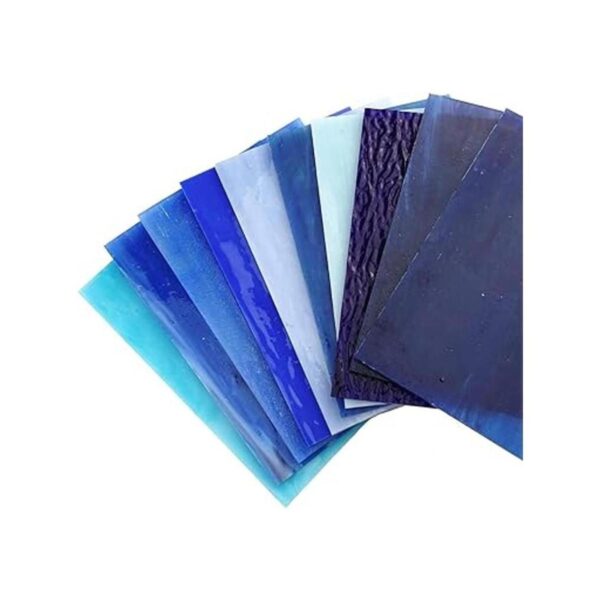 Lanyani 10 hojas Hojas de vidrieras azules variadas de 4