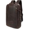 Lannsyne Mochila de cuero de grano completo expandible