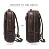 Lannsyne Mochila de cuero de grano completo expandible