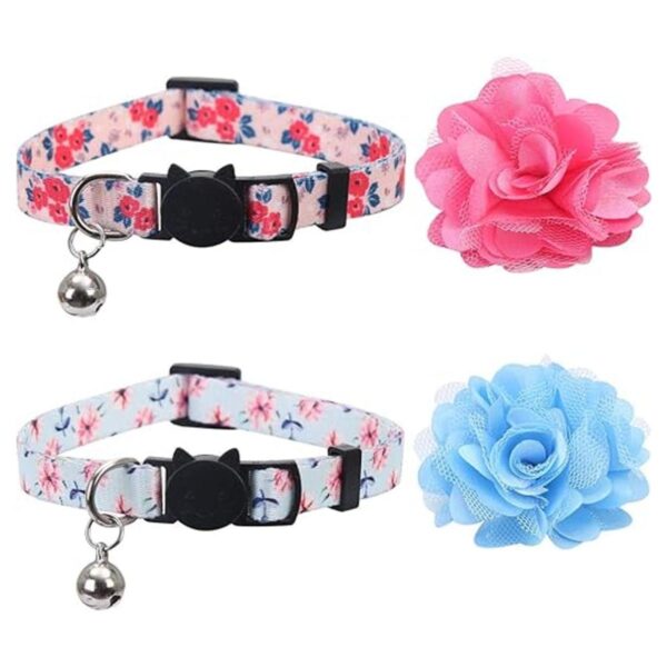 Lamphyface Collar para gatos diseño floral con campana y_2