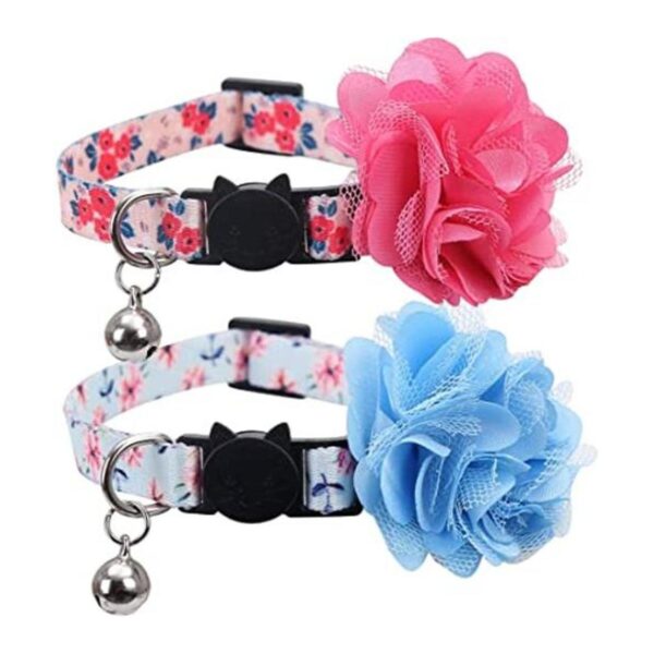 Lamphyface Collar para gatos diseño floral con campana y_1