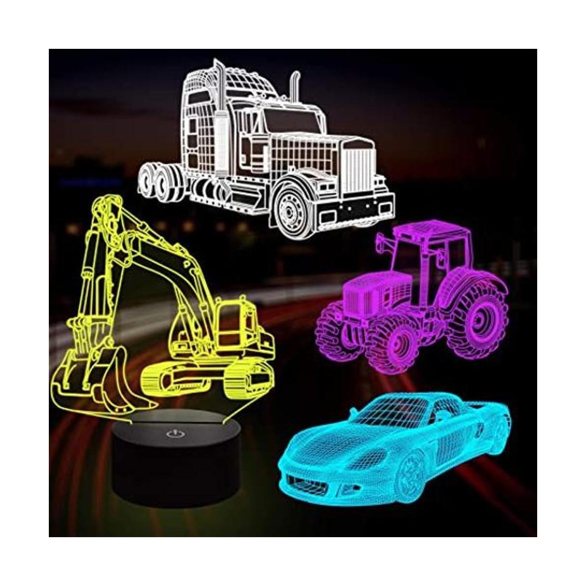 Lampeez Lámpara 3D de coche de luz nocturna 3D para niños