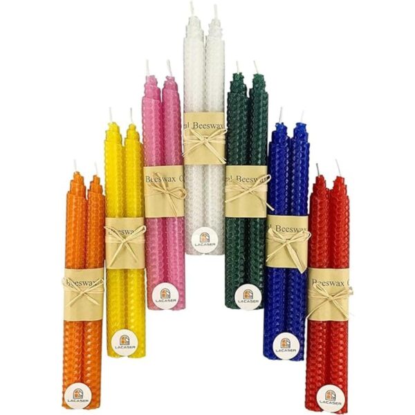 Lacaser Nature Juego de 7 pares de velas cónicas de cera_1