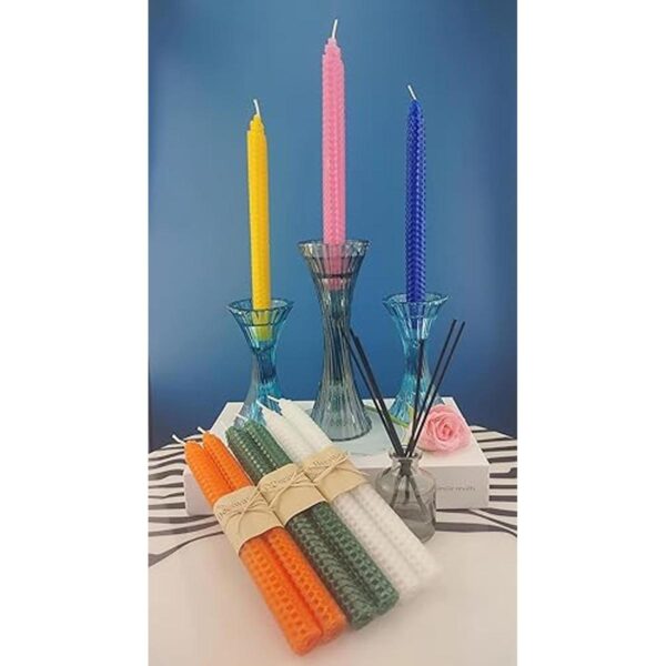 Lacaser Nature Juego de 7 pares de velas cónicas de cera_3