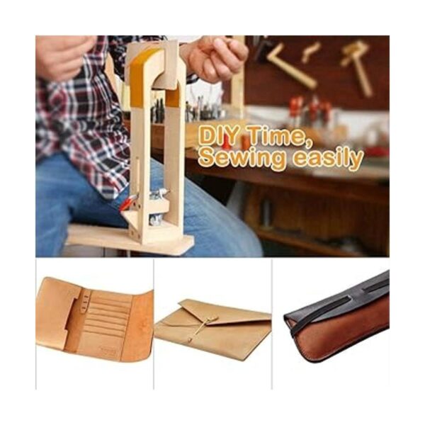 LYFJXX Abrazadera de costura de cuero de madera para