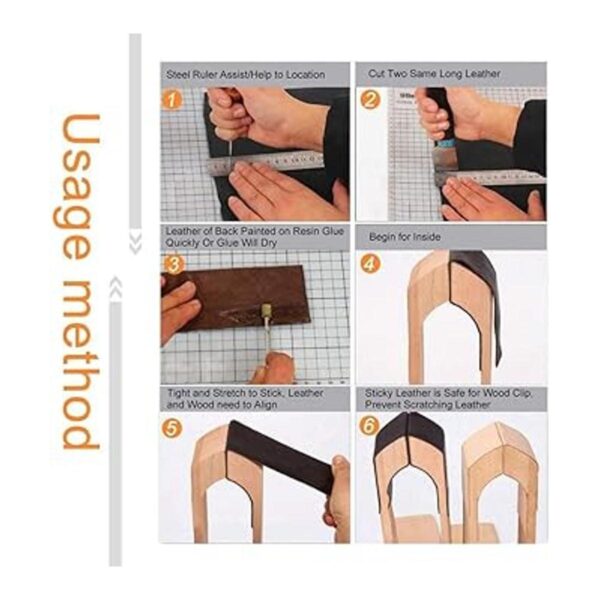 LYFJXX Abrazadera de costura de cuero de madera para