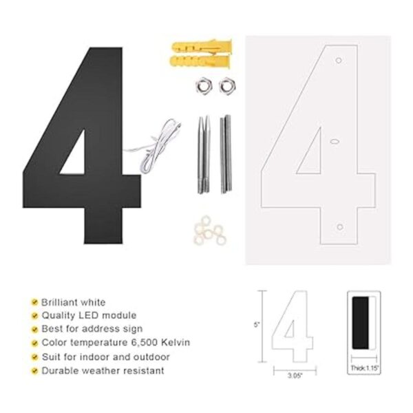 LUXYARD Números de casa LED retroiluminados de 5 pulgadas_2