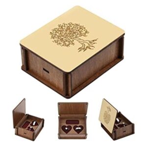 LUCCE Caja de madera rústica para anillos de boda 2
