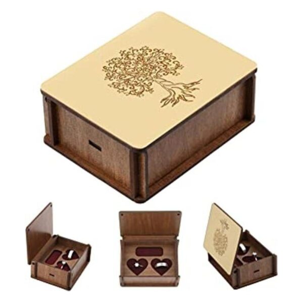 LUCCE Caja de madera rústica para anillos de boda 2