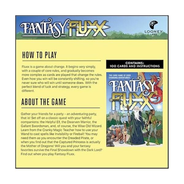 LOONEY LABS Fantasy Fluxx Juego de cartas Divertidos_3