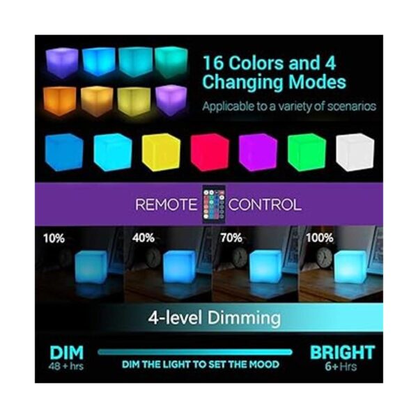 LOFTEK Cubo de luz LED RGB de 16 colores geniales con_4
