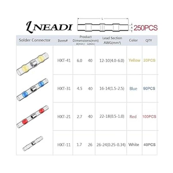 LNEADI 250 conectores de alambre de sellado de soldadura_2
