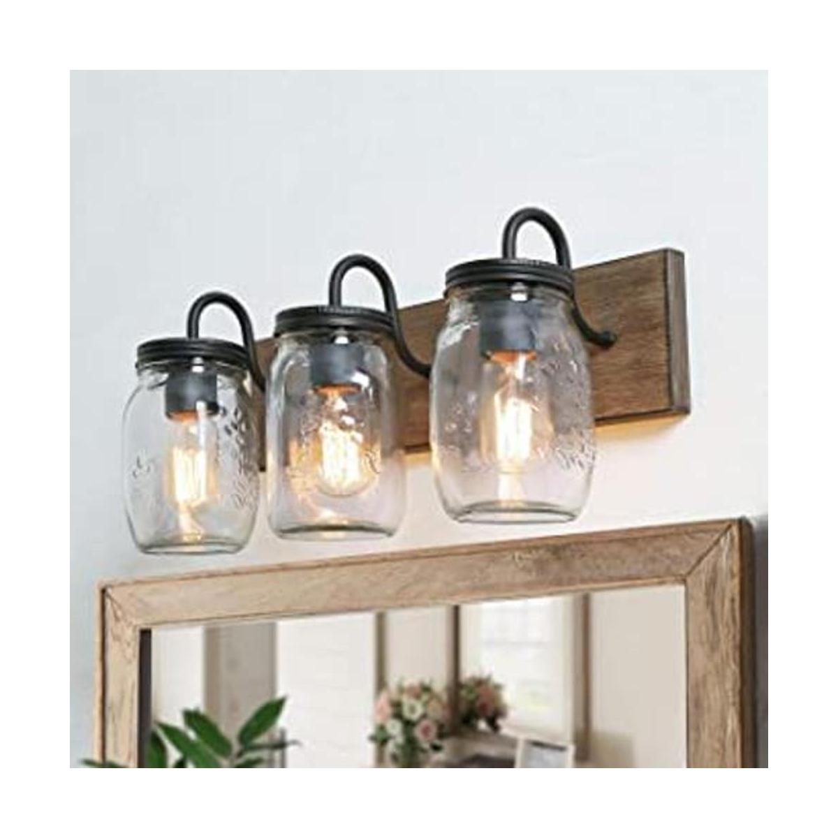 LNC Accesorios de tocador de baño luces de tarro de masón