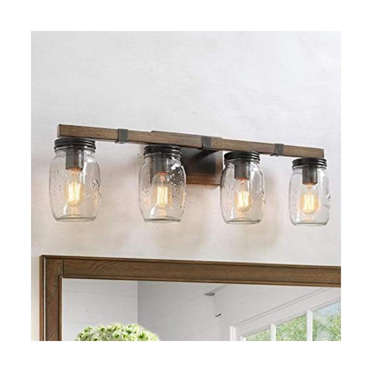 LNC Lámparas rústicas para baño iluminación de tocador de