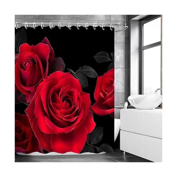 LIVILAN Cortina de ducha roja para baño cortina de ducha_3