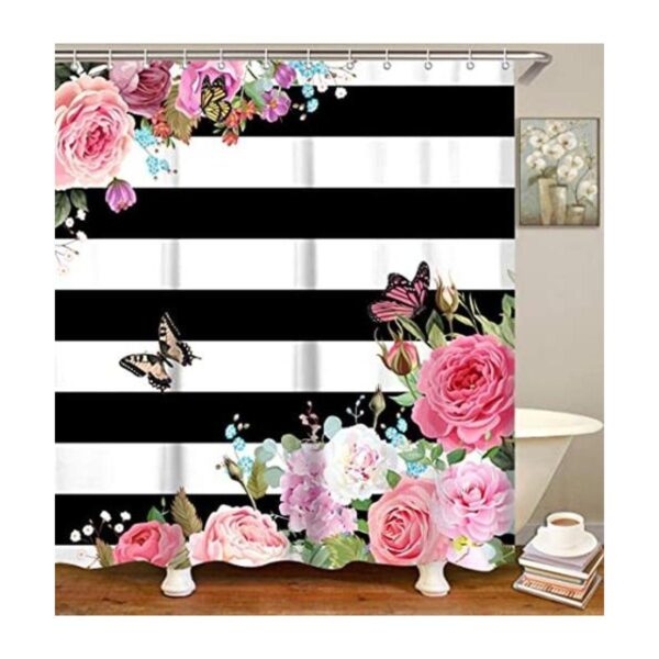 LIVILAN Cortinas de ducha rosas para baño cortina de_1