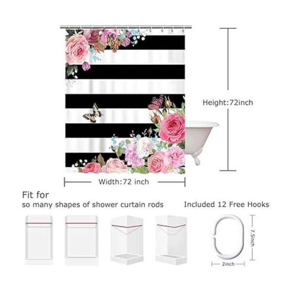 LIVILAN Cortinas de ducha rosas para baño cortina de_4
