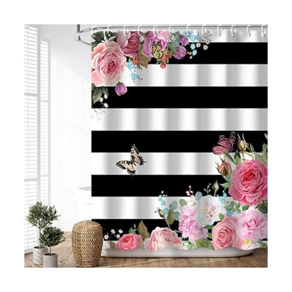 LIVILAN Cortinas de ducha rosas para baño cortina de_2