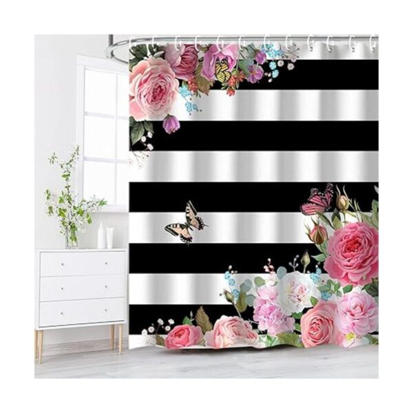 LIVILAN Cortinas de ducha rosas para baño cortina de_3