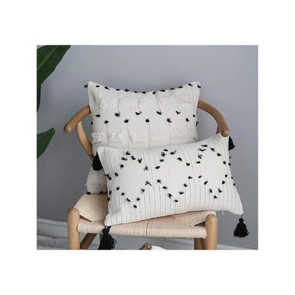 LIGICKY Fundas de almohada bohemias de color negro y beige_2