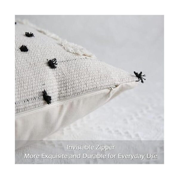 LIGICKY Fundas de almohada bohemias de color negro y beige_5