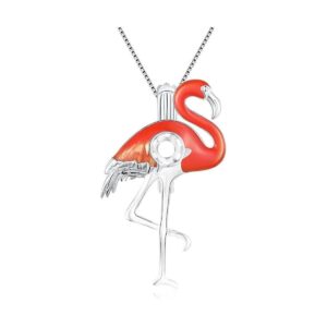 LGSY Colgantes de jaula de perlas de flamenco de plata de_1