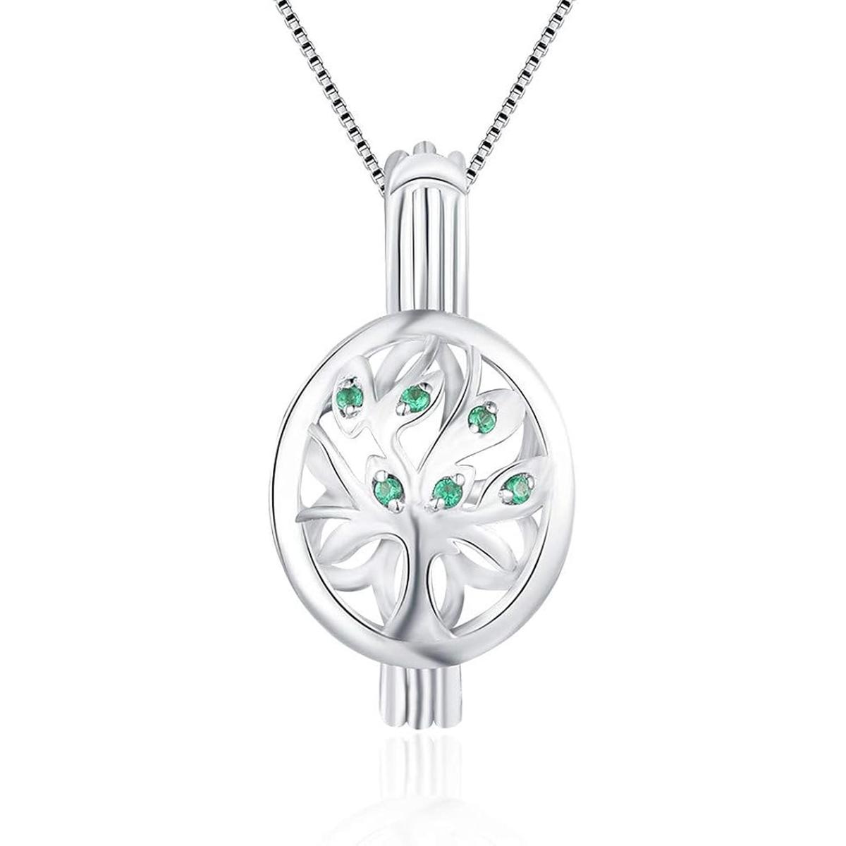 LGSY Colgantes de jaula de perlas de árbol de plata de ley