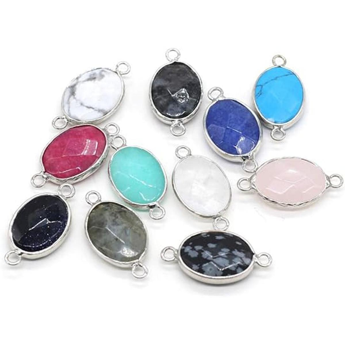 LHJ 10 piezas de piedra natural colgante conectores en