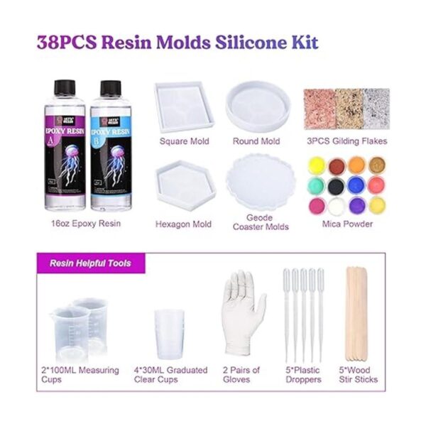 LETS Resin Kit de moldes para posavasos de resina kit de_3