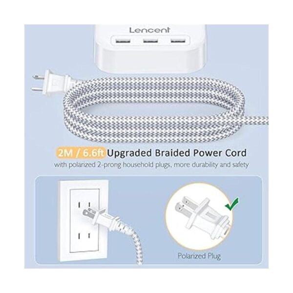 LENCENT Regleta de alimentación de 2 puntas adaptador de_4