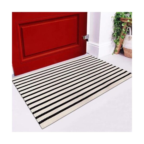 LEEVAN Tapete a rayas blancas y negras 24 x 35 pulgadas