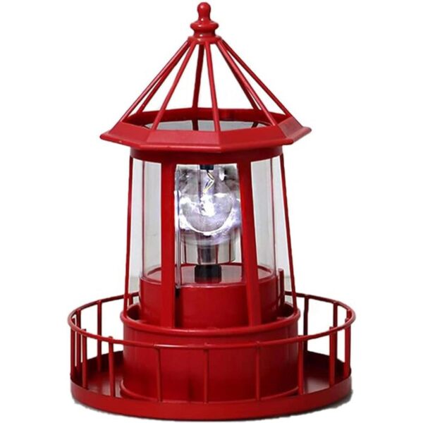 LED Solar Powered Lighthouse 360 Degree Rotating Lamp_1