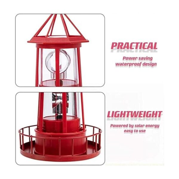 LED Solar Powered Lighthouse 360 Degree Rotating Lamp_2