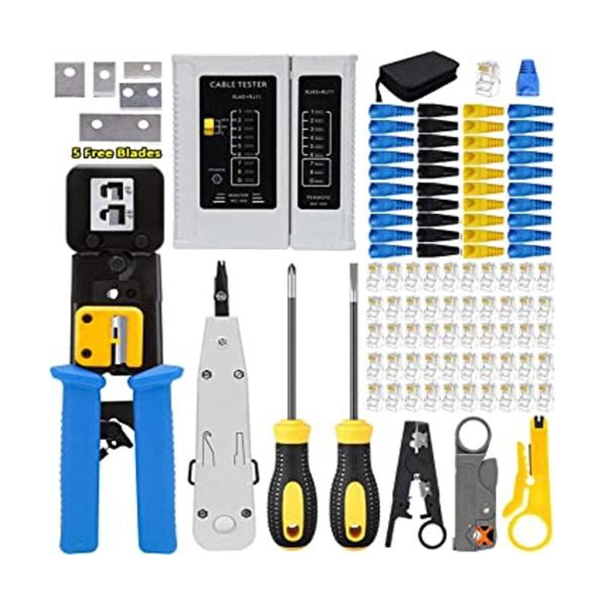 LEATBUY Juego de herramientas de crimpado RJ45 Cat5e Cat6