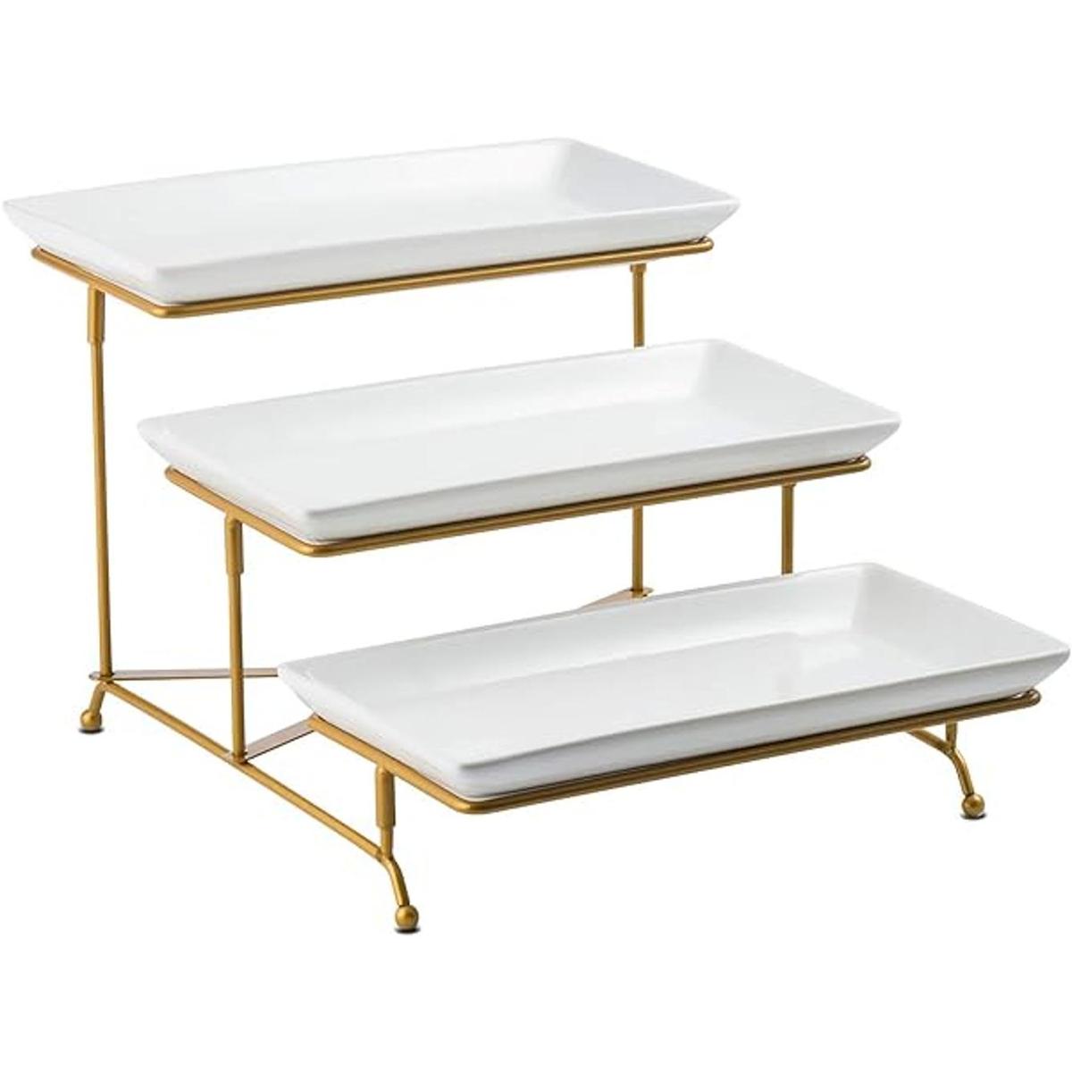 LAUCHUH Soporte para servir de 3 niveles con bandeja de