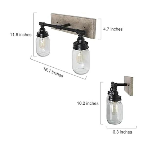 LALUZ Lámpara de baño de madera sintética 2 luces de